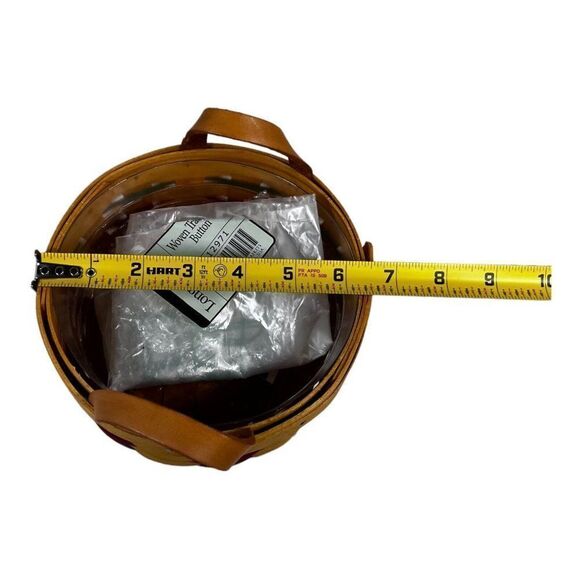 Longaberger Button Basket 2001 Vintage With Plastic Protector Leather Handles - Picture 4 of 4